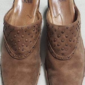 Sofft Brown Leather Studded Clogs in Size 9 1/2